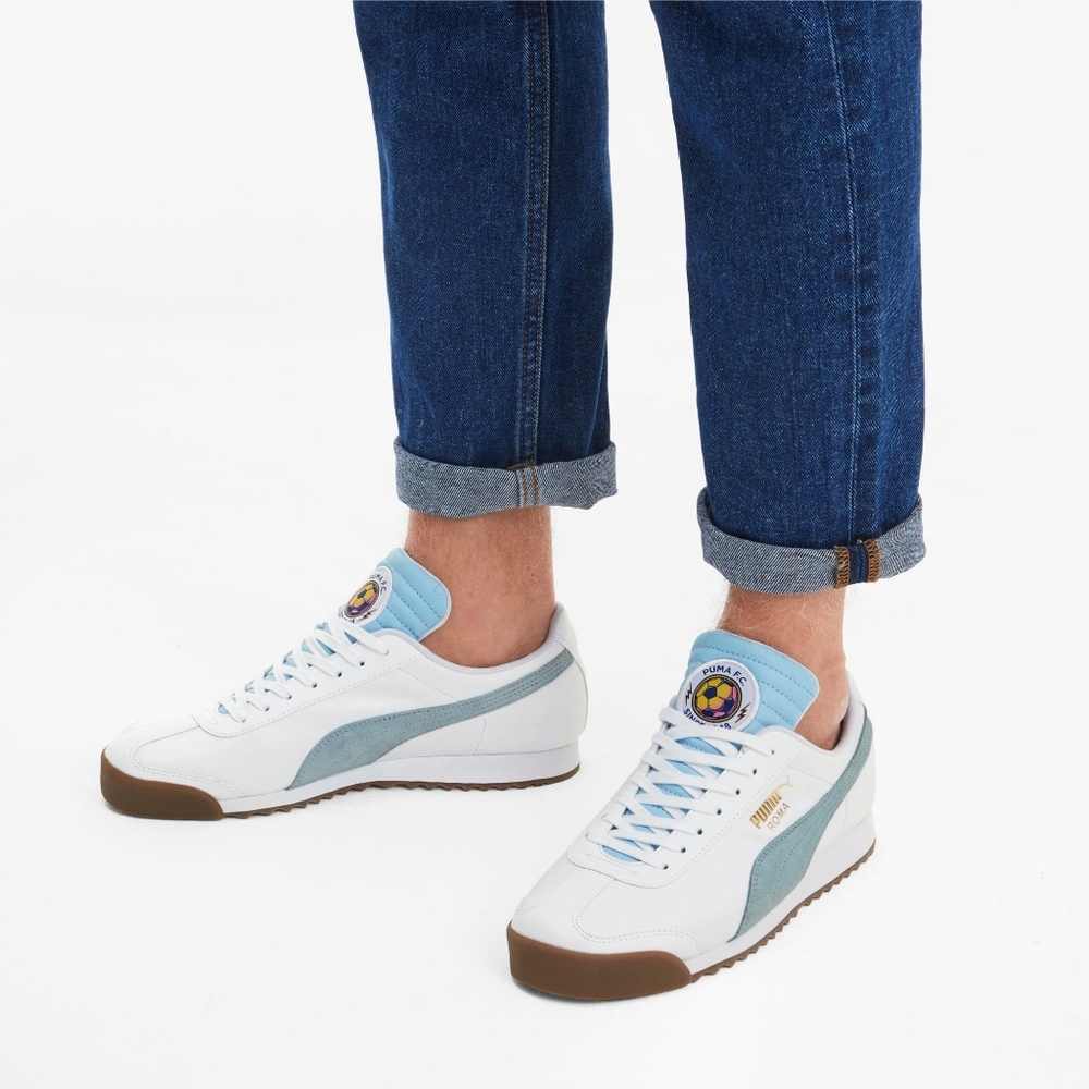 Puma Roma Classic White and Aqua Marine
